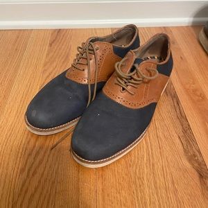 Blue and leather mens dress shoes